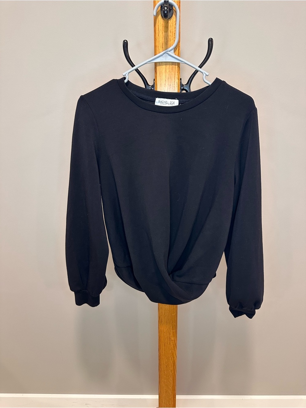 Rachel Zoe Black Twist-Front Crewneck Sweatshirt